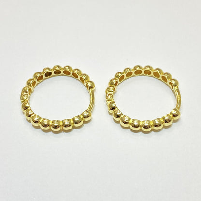 14K Solid Gold Dot Hoop Earrings for Women , Beaded Hoop Earrings , Gift for Her , Dotted Huggie Hoop , Dainty Earrings for mom