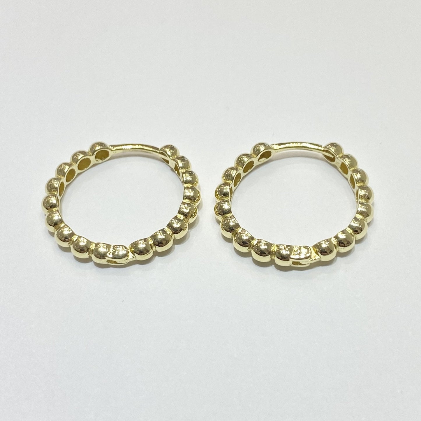 14K Solid Gold Dot Hoop Earrings for Women , Beaded Hoop Earrings , Gift for Her , Dotted Huggie Hoop , Dainty Minimalist Earrings for mom