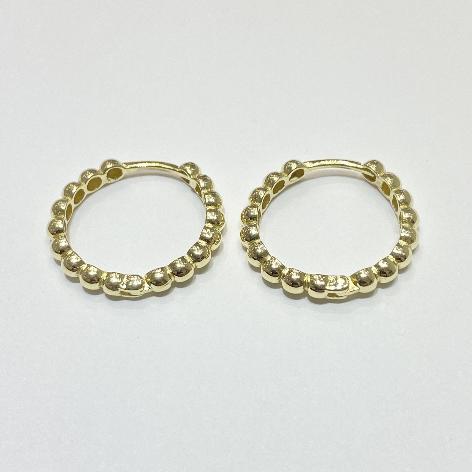 14K Solid Gold Dot Hoop Earrings for Women , Beaded Hoop Earrings , Gift for Her , Dotted Huggie Hoop , Dainty Minimalist Earrings for mom