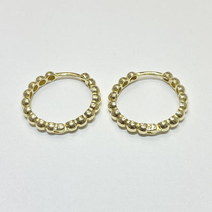14K Solid Gold Dot Hoop Earrings for Women , Beaded Hoop Earrings , Gift for Her , Dotted Huggie Hoop , Dainty Minimalist Earrings for mom