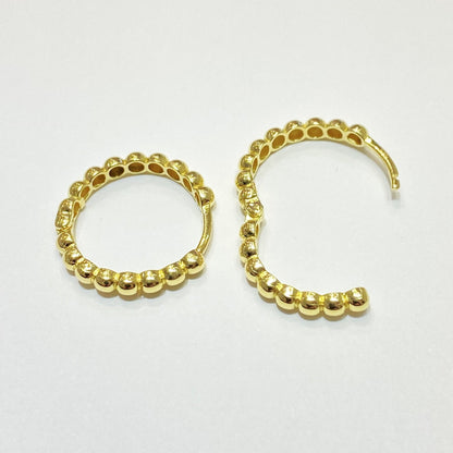 14K Solid Gold Dot Hoop Earrings for Women , Beaded Hoop Earrings , Gift for Her , Dotted Huggie Hoop , Dainty Small Earrings for mom