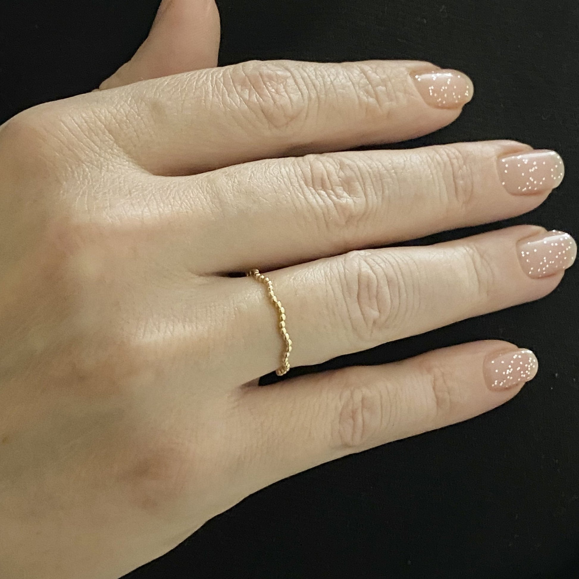 14K Solid Gold Dot Wave Ring for Women , Gold Wave Ring , 14K Solid Gold Thin Band , 14K Gold Stackable Wave Ring , Xmas Gifts for Her