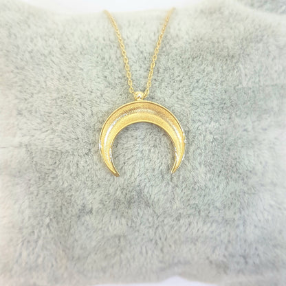 14K Solid Gold Elegant Crescent Moon Double Horn Half Phase Moon Claw Style Charm Danity Delicate Trendy Pendant Necklace Best Birthday Gift for Women