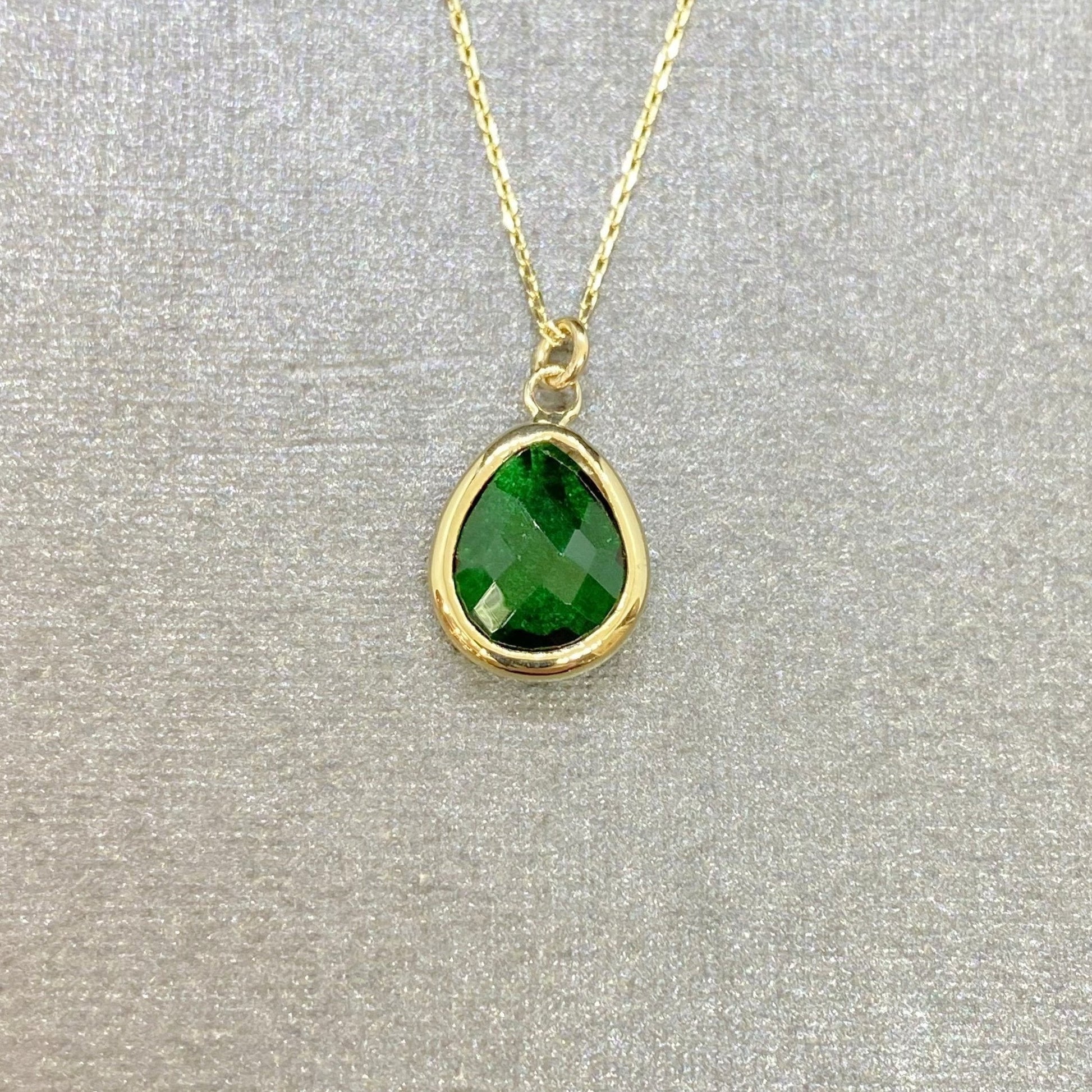 14K Solid Gold Emerald Birthstone Necklace for Women, Charm Necklace, May Birthstone , Mother's Day gift ,Birthday Gift,Birthstone Jewelry