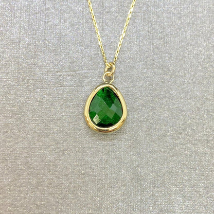 14K Solid Gold Emerald Birthstone Necklace for Women, Charm Necklace, May Birthstone , Mother's Day gift ,Birthday Gift,Birthstone Jewelry