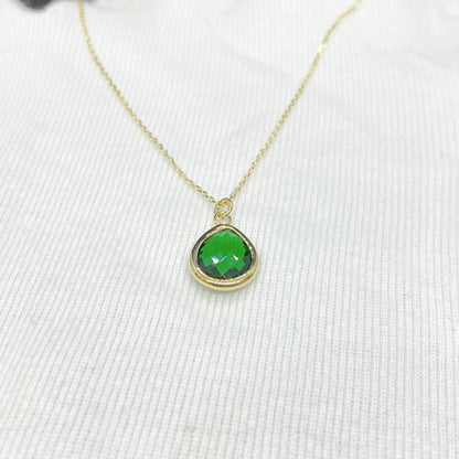14K Solid Gold Emerald Birthstone Necklace for Women, Gift for her, May Birthstone , Mother's Day gift ,Christmas Gifts,Birthstone Jewelry