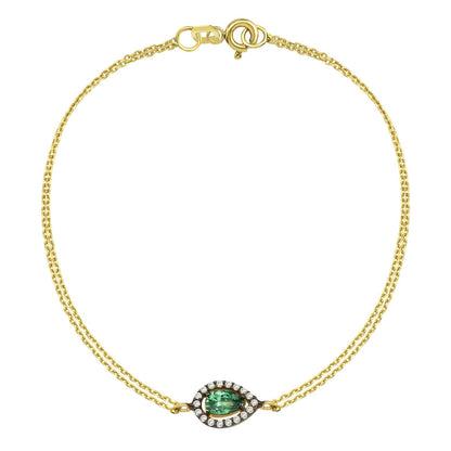 14K Solid Gold Emerald Bracelet for Women , Gift for Her , Dainty Teardrop Emerald Bracelet , May Birthstone Bracelet , Birthday Gift