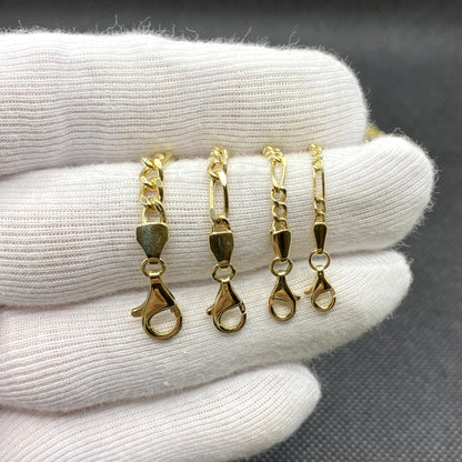 14K Solid Gold Figaro Necklace , Figaro Chain Necklace with Turquise Birthstone , Link Necklace , Gold Chain Necklace for Men Women