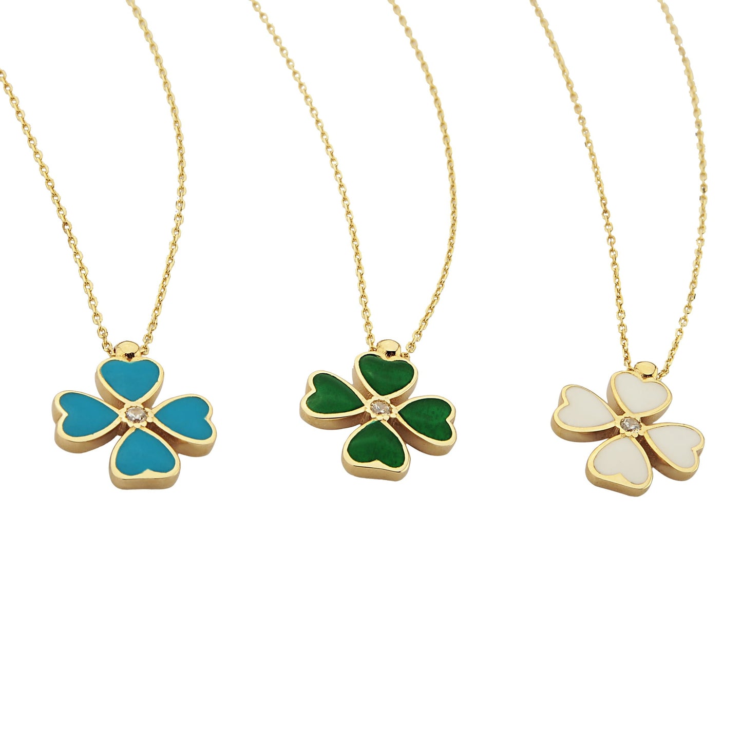 14K Solid Gold Four Leaf Clover Necklace for Women , Clover Jewellery, 4 leaf clover necklace
