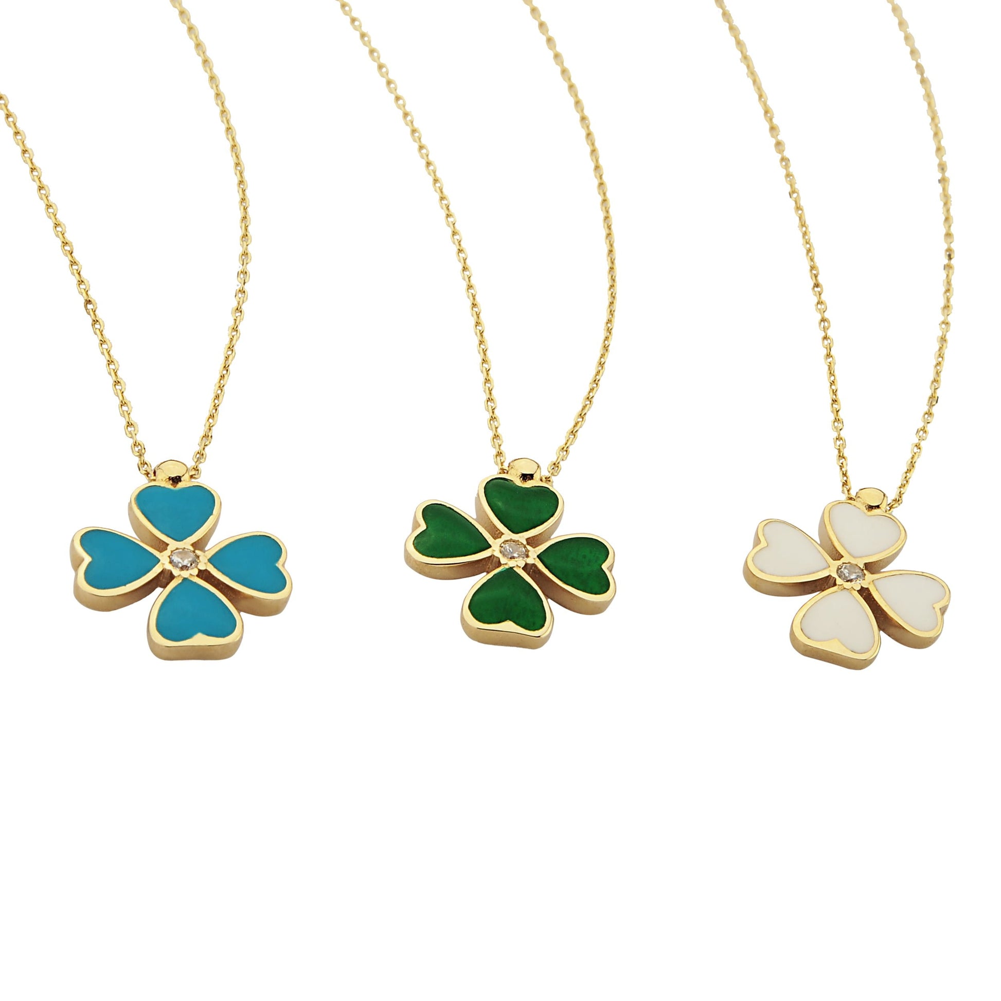 14K Solid Gold Four Leaf Clover Necklace for Women , Clover Jewellery, 4 leaf clover necklace