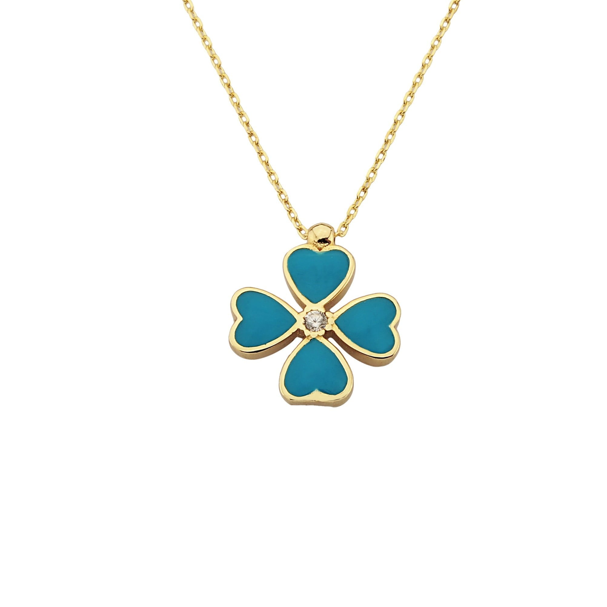 14K Solid Gold Four Leaf Clover Necklace for Women , Clover Jewellery , four leaf clover necklace