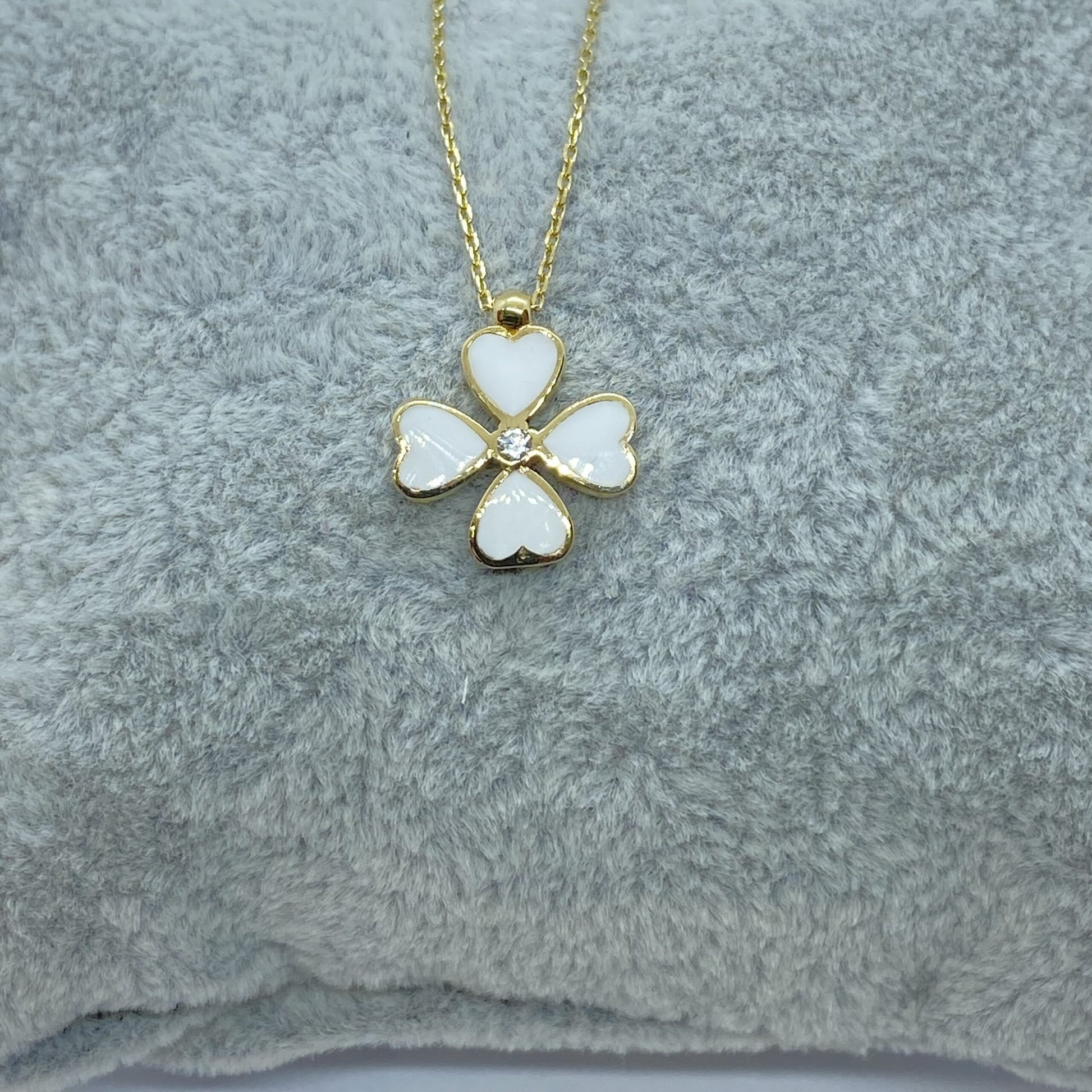 14K Solid Gold Four Leaf Clover Necklace for Women , Clover Jewellery , clover jewelry , shamrock necklace gold