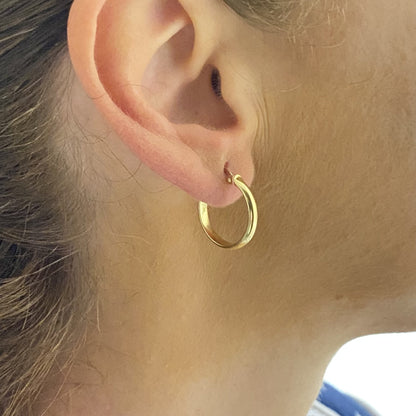 14K Solid Gold Hoop Earrings , Mini Hoop Earrings , Gift for Her , Birthday Gift for mom , 16 MM Size, 14K Gold Hoop earrings