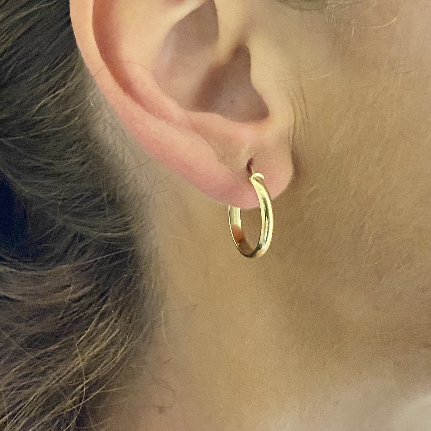 14K Solid Gold Hoop Earrings , Mini Hoop Earrings , Gift for Her , Birthday Gift for mom , 16 MM Size, 14K Gold Hoops earrings for mom