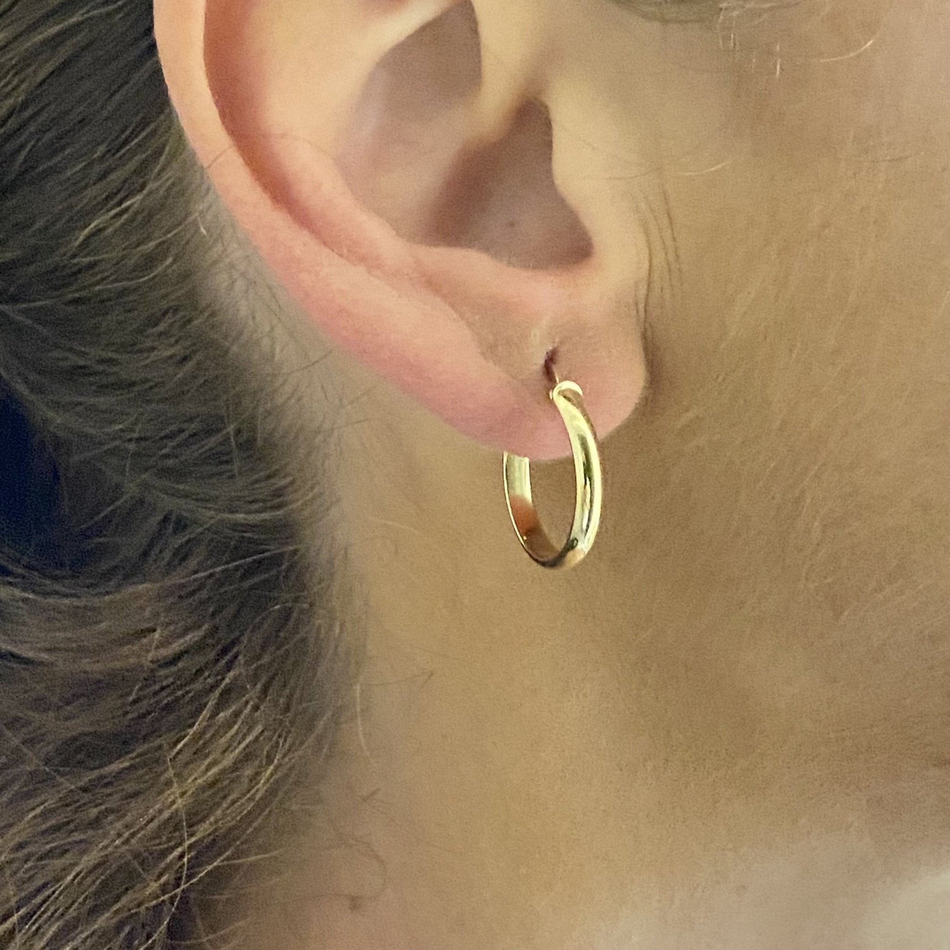 14K Solid Gold Hoop Earrings , Mini Hoop Earrings , Gift for Her , Birthday Gift for mom , 16 MM Size, 14K Gold Hoops earrings for mom