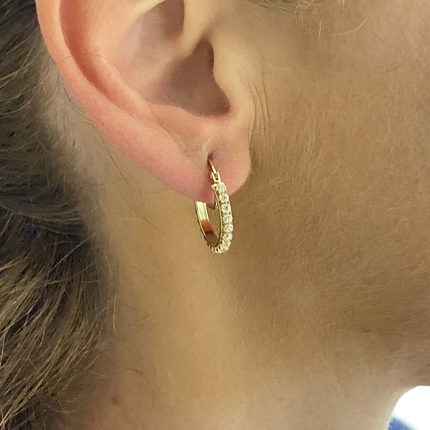 14K Solid Gold Hoop Earrings for Women , Dainty Pave CZ Hoop Earrings , Gold CZ Hoop Earrings , CZ Huggies Earrings , Christmas Gifts