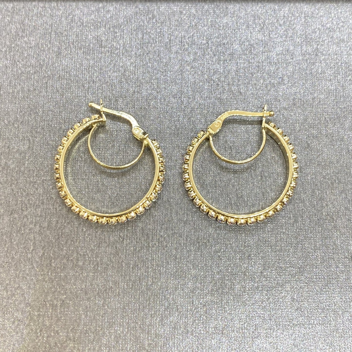 14K Solid Gold Hoop Earrings for Women , Dainty Pave CZ Hoop Earrings , Gold CZ Hoop Earrings , Sparkle Hoop Earrings , Birthday Gifts