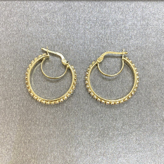 14K Solid Gold Hoop Earrings for Women , Dainty Pave CZ Hoop Earrings , Gold CZ Hoop Earrings , Sparkle Hoop Earrings , Birthday Gifts