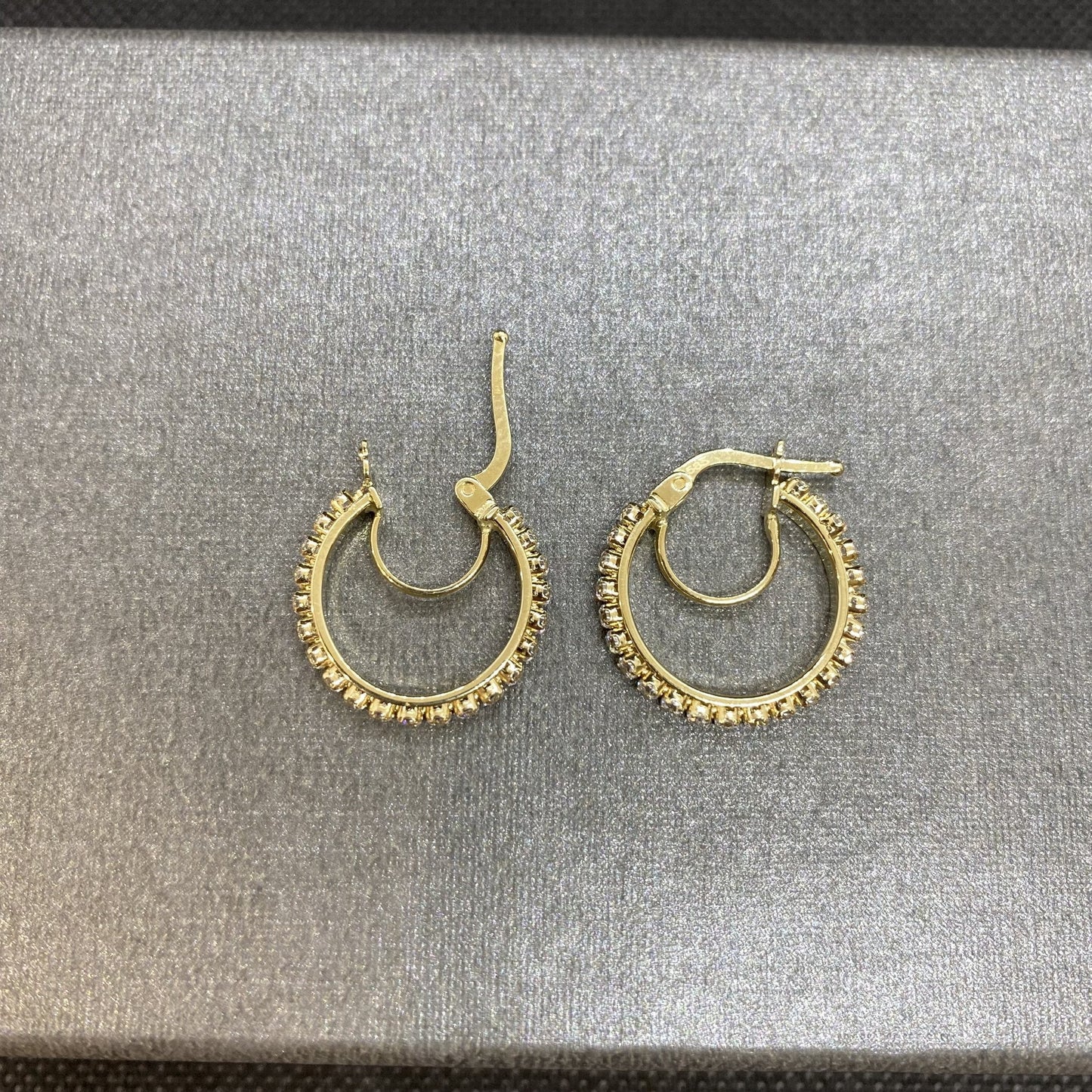 14K Solid Gold Hoop Earrings for Women , Dainty Pave CZ Hoop Earrings , Gold CZ Hoop Earrings , Sparkle Hoop Earrings , Christmas Gifts