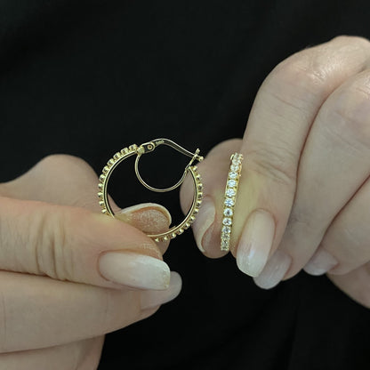 14K Solid Gold Hoop Earrings for Women , Dainty Pave CZ Hoop Earrings , Gold CZ Hoop Earrings , Sparkle Hoop Earrings gold