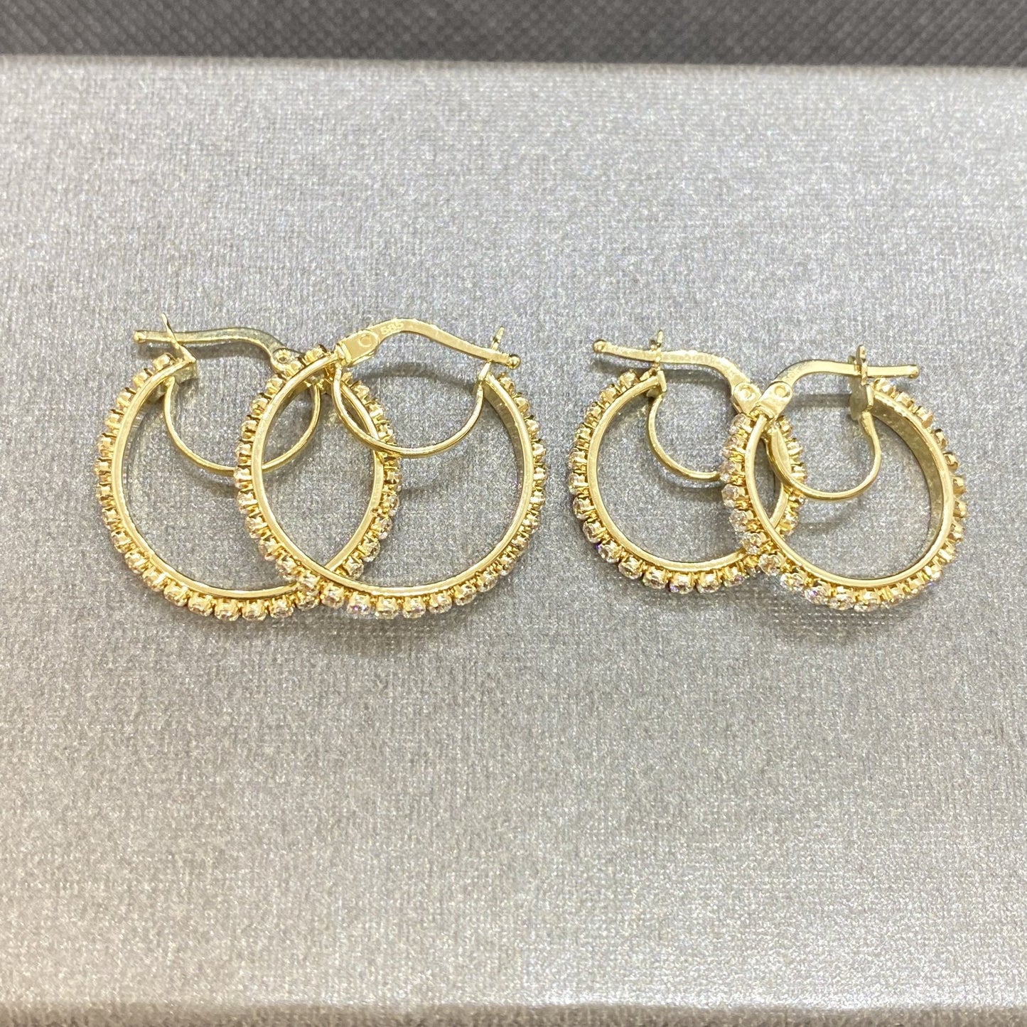 14K Solid Gold Hoop Earrings for Women , Dainty Pave CZ Hoop Earrings , Gold CZ Hoop Earrings , Sparkle Hoop Earrings,Mother's Day Gifts