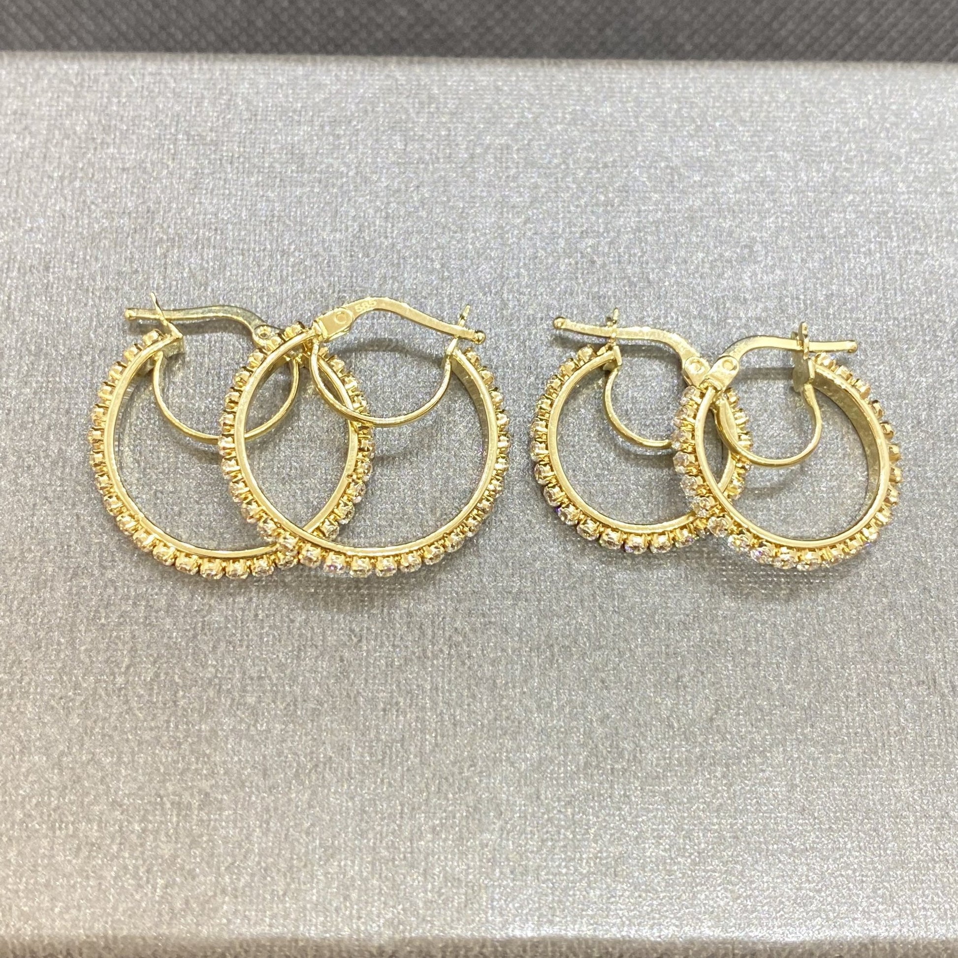 14K Solid Gold Hoop Earrings for Women , Dainty Pave CZ Hoop Earrings , Gold CZ Hoop Earrings , Sparkle Hoop Earrings,Mother's Day Gifts