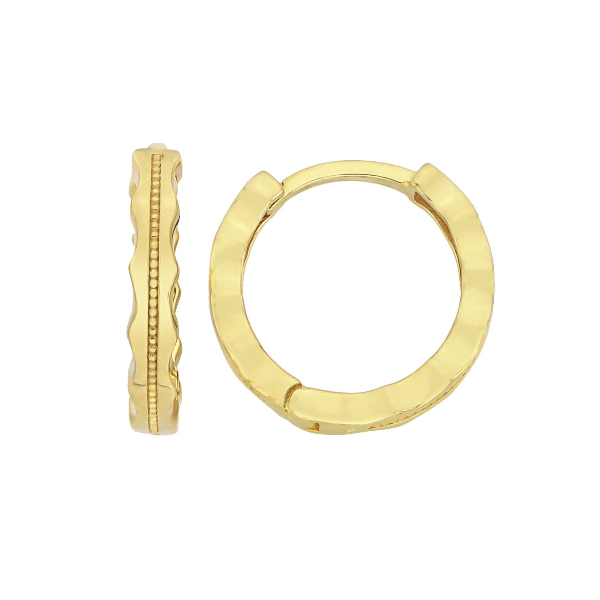 14K Solid Gold Hoop Earrings with Dot Engraved , Gift for Her , Minimalist Earrings for Women , Dainty Small Hoops Earrings , Birthday Gift