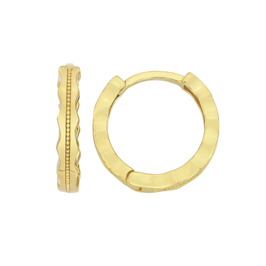 14K Solid Gold Hoop Earrings with Dot Engraved , Gift for Her , Minimalist Earrings for Women , Dainty Small Hoops Earrings , Birthday Gift