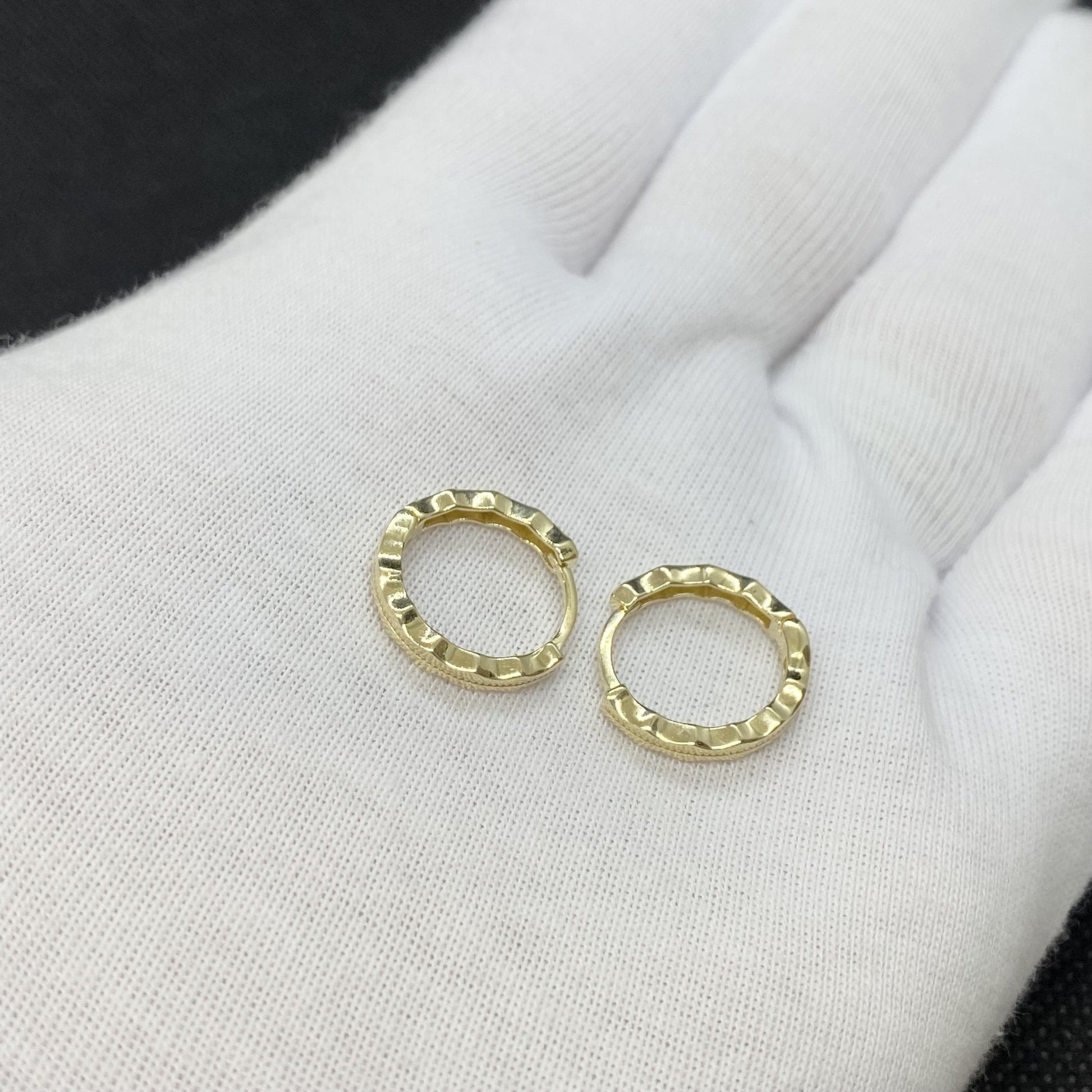 14K Solid Gold Hoop Earrings with Hand Engraved , Gift for Her , Minimalist Earrings for Women , Dainty Small Hoops Earrings ,Gift for girls
