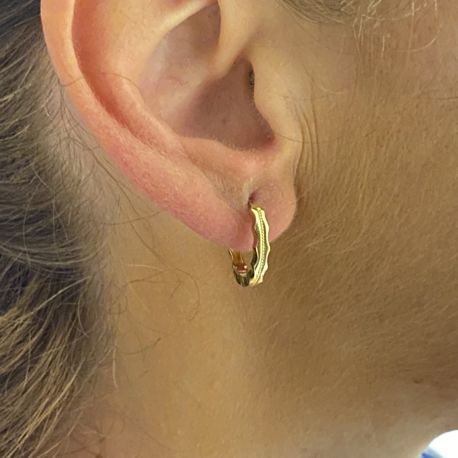 14K Solid Gold Hoop Earrings with Hand Engraved , Gift for Her , Minimalist Earrings for Women , Dainty Small Hoops Earrings for women