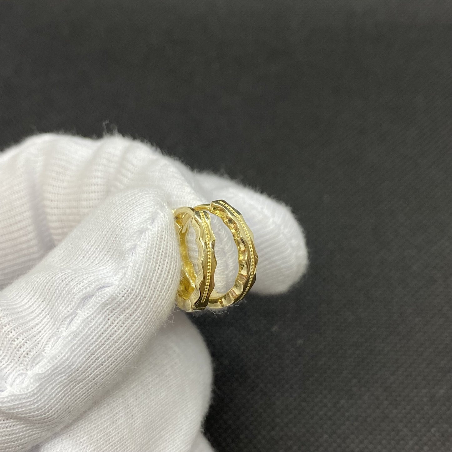 14K Solid Gold Hoop Earrings with Hand Engraved , Gift for Her , Minimalist Earrings for Women , Dainty Small Hoops Earrings , valentine's Day Gift