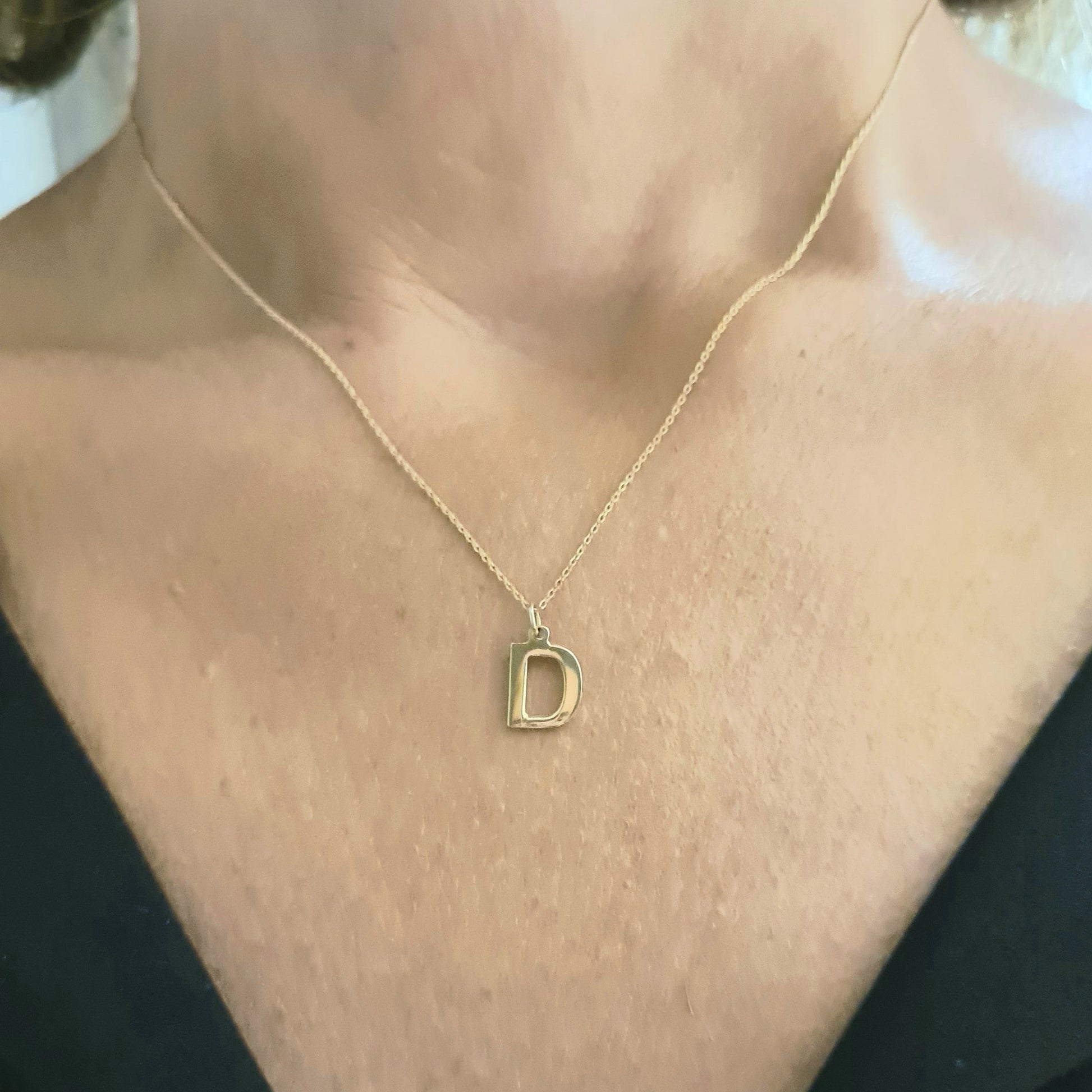 14K Real Solid Gold Initial Necklace , Personalized Gifts , Initial Pendant , Custom Initial Necklace Gold , Gold Letter Necklace for Women