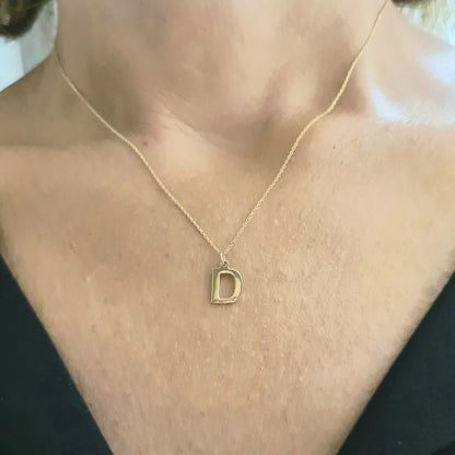 14K Real Solid Gold Initial Necklace , Personalized Gifts , Initial Pendant , Custom Initial Necklace Gold , Gold Letter Necklace for Women
