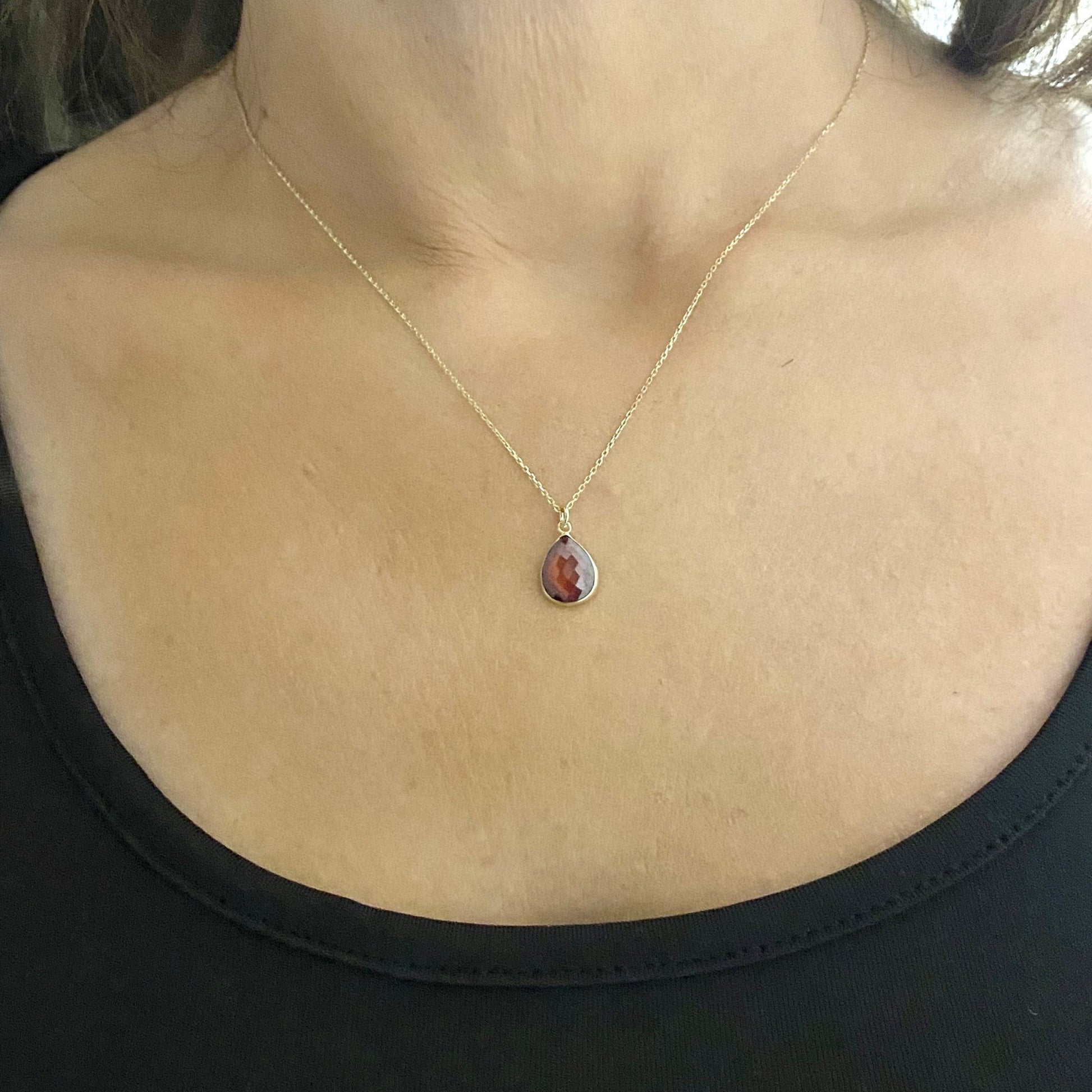 14K Solid Gold January Birthstone Necklace , Dainty CZ Garnet Necklace, Gift For Her, Birthday Gift, Xmas Gifts ,
