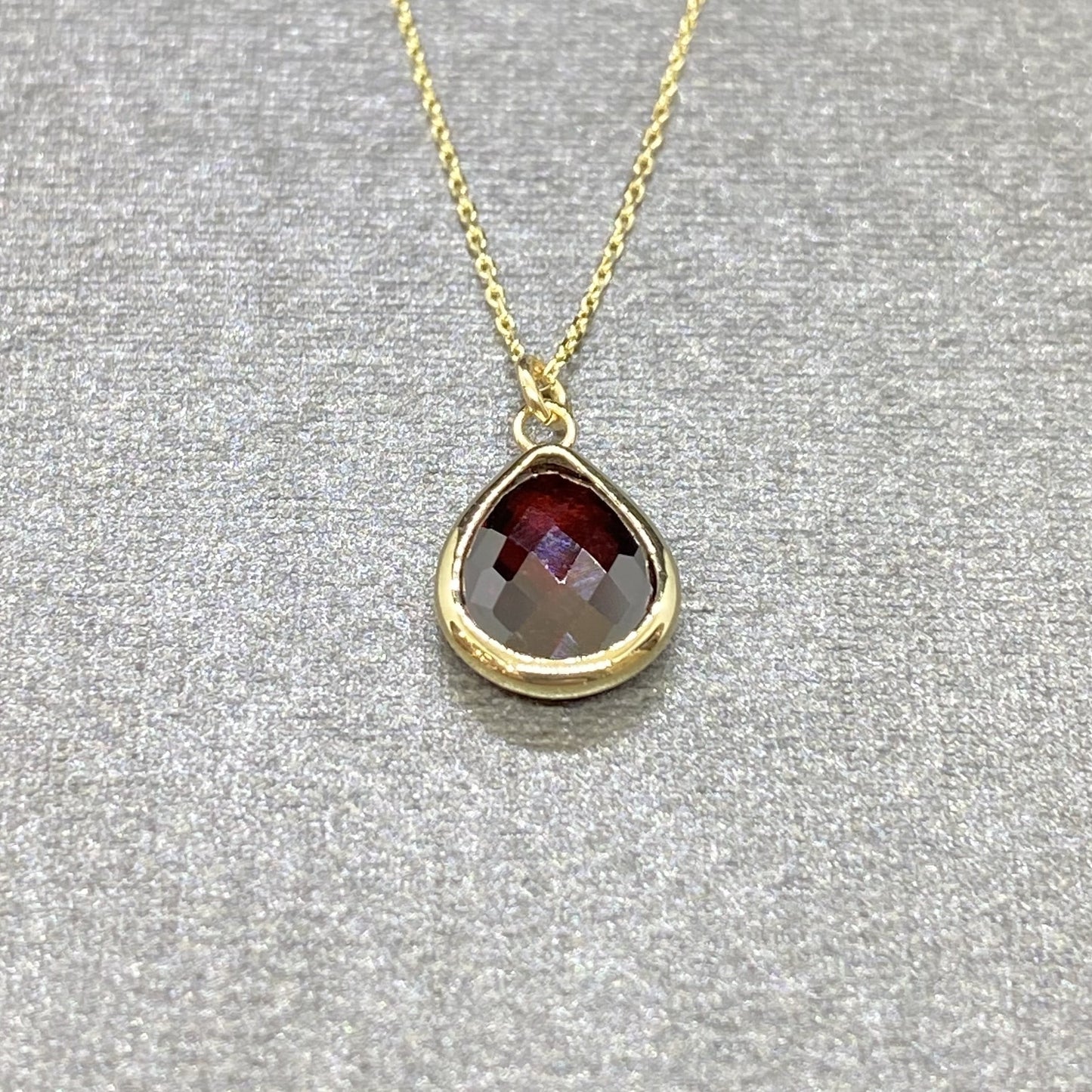 14K Solid Gold January Birthstone Necklace , Dainty CZ Garnet Necklace, Gifts For Her, Birthday Christmas Gift ,Bezel Necklace Gold