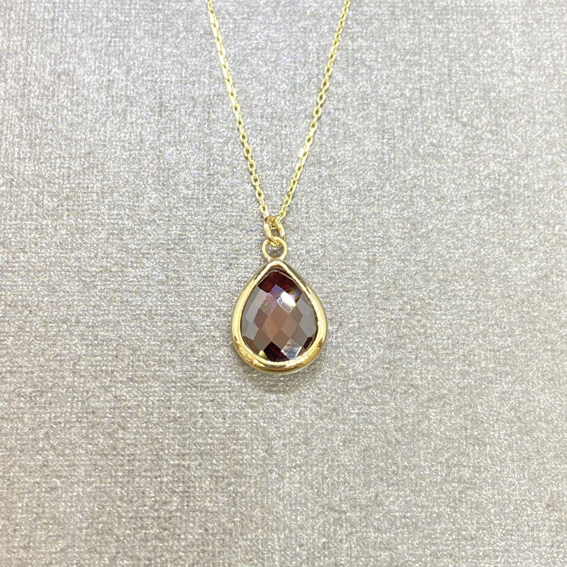 14K Solid Gold January Birthstone Necklace , Dainty CZ Garnet Necklace, Gifts For Her, Birthday Christmas Gift ,Bezel Necklace Gold