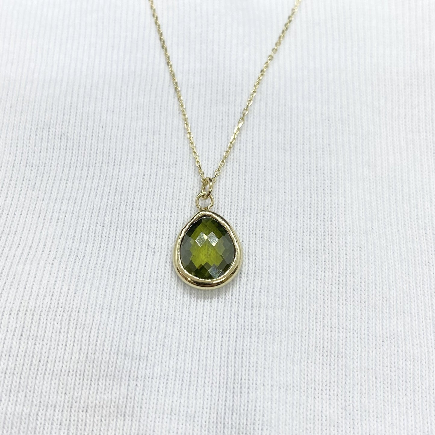 14K Solid Gold Peridot Birthstone Necklace, Charm Necklace, Boho Necklace, Peridot Necklace, August Birthstone, Gift for her