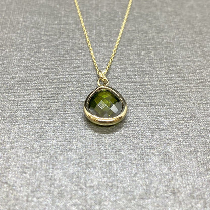 14K Solid Gold Peridot Birthstone Necklace, Charm Necklace, Boho Necklace, Peridot Necklace, August Birthstone, Mother's Day Gift