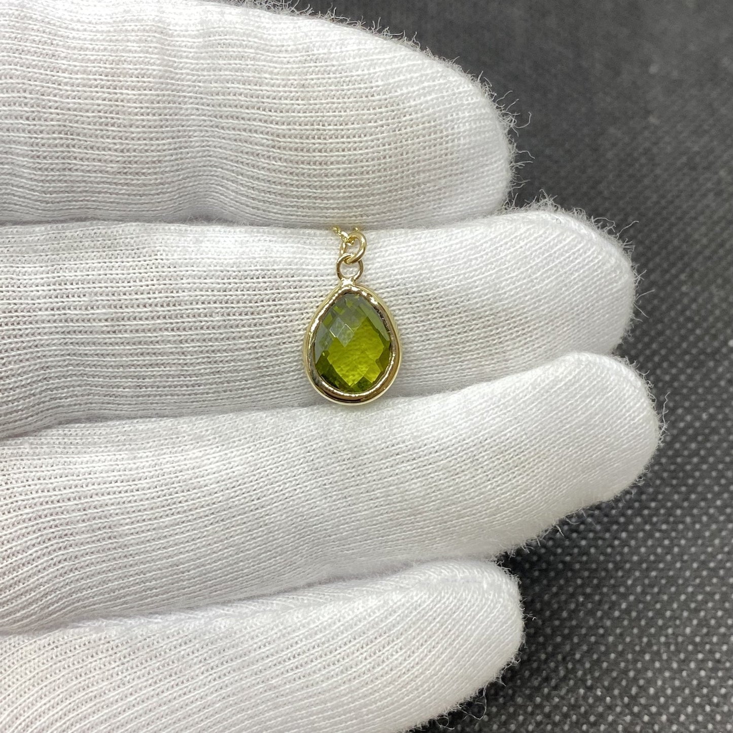 14K Solid Gold Peridot Birthstone Necklace, Charm Necklace, Boho Necklace,Peridot Necklace, August Birthstone, Mother's Day Gift