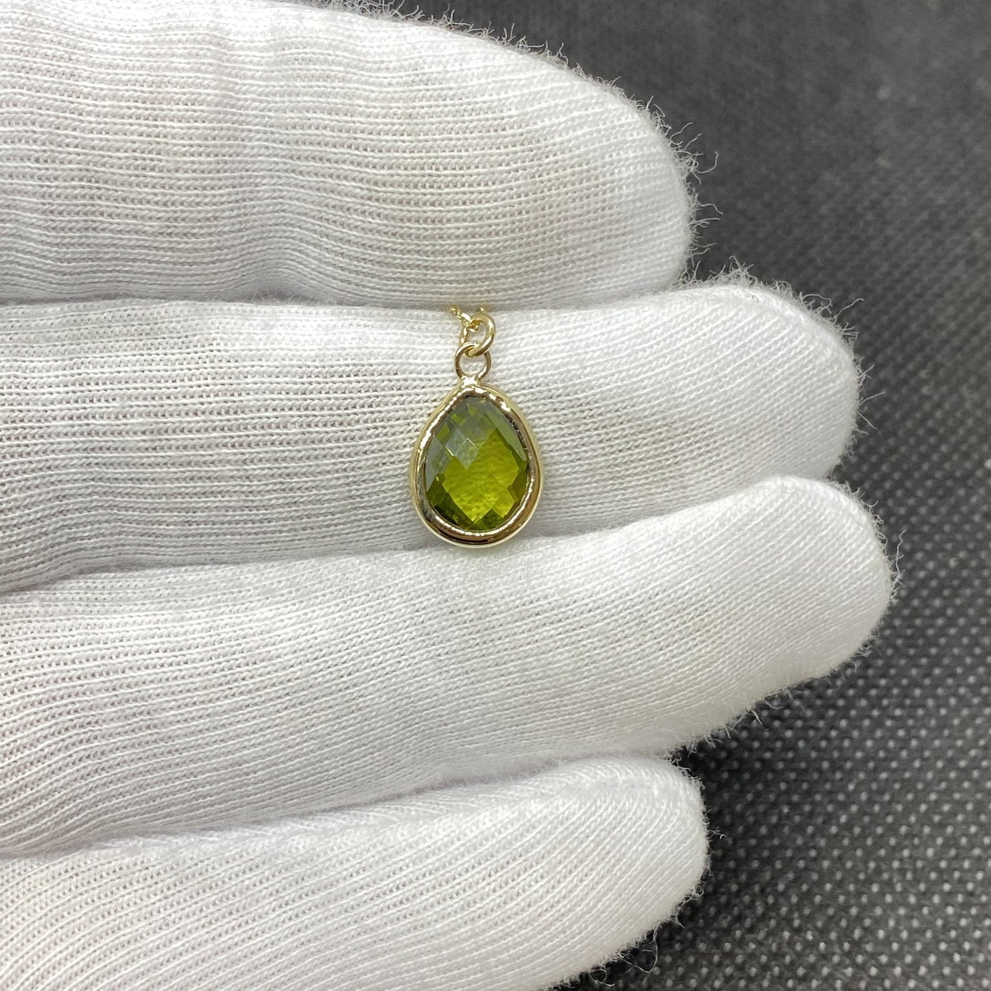 14K Solid Gold Peridot Birthstone Necklace, Charm Necklace, Boho Necklace,Peridot Necklace, August Birthstone, Mother's Day Gift