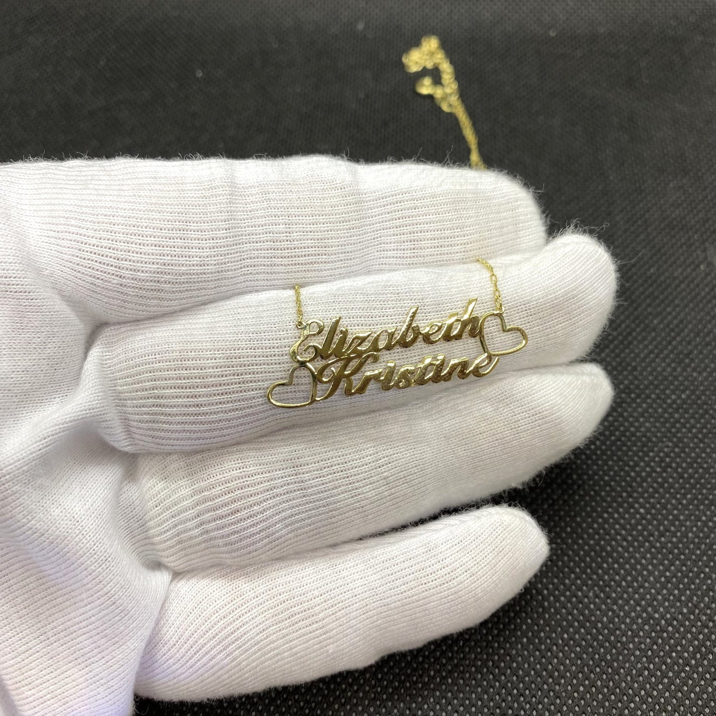 14K Solid Gold Personalized Two Names Necklace for Women , Gold Double Names Necklace , Family Gift , Custom Gifts , Nameplate Jewelry