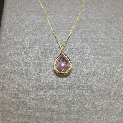 14K Solid Gold Quartz Birthstone Necklace for Women, Quartz Necklace Gold, October Birthstone Pendant, Gift for Her ,Gift for mom