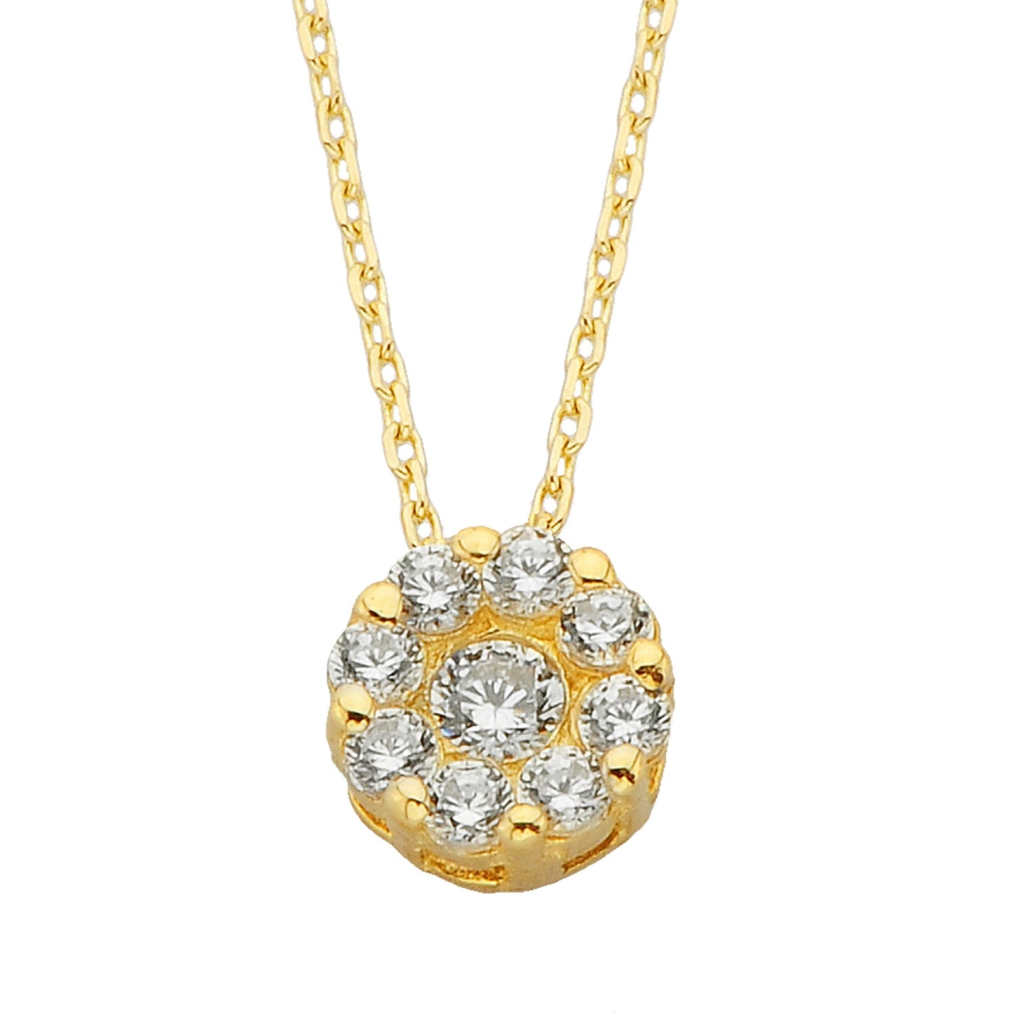 14K Solid Gold Round Solitaire Pendant Halo Necklace | Gold Necklace for Women | Birthday Christmas Gift …