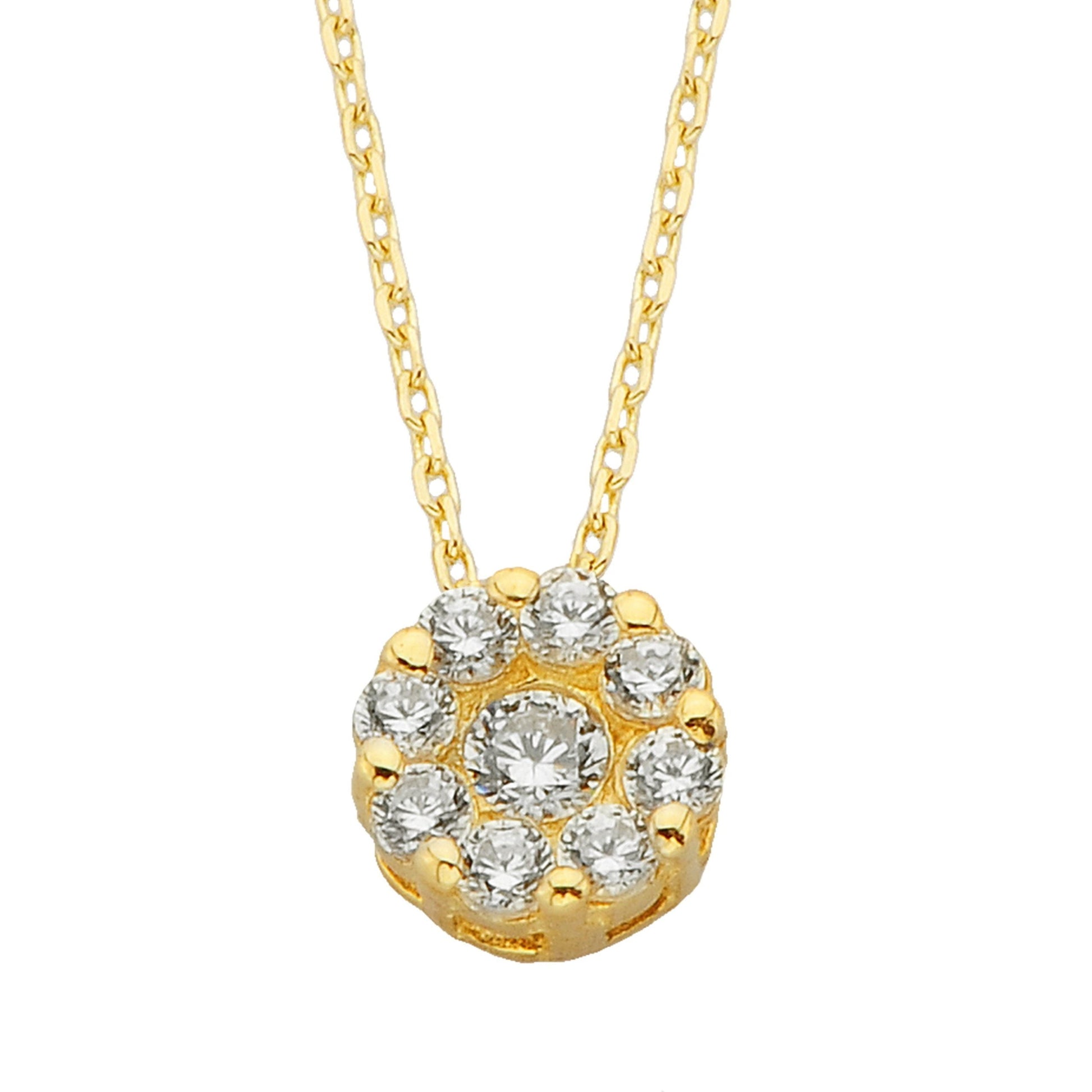 14K Solid Gold Round Solitaire Pendant Halo Necklace | Gold Necklace for Women | Birthday Christmas Gift …