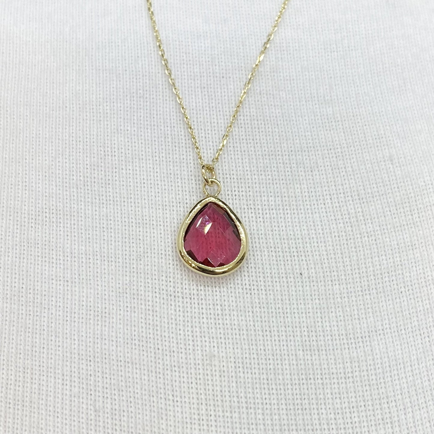 14K Solid Gold Ruby Birthstone Necklace, Delicate Necklace, Bezel Necklace, Ruby Necklace, July Birthstone, Mother's Day gift, Birthday Gift