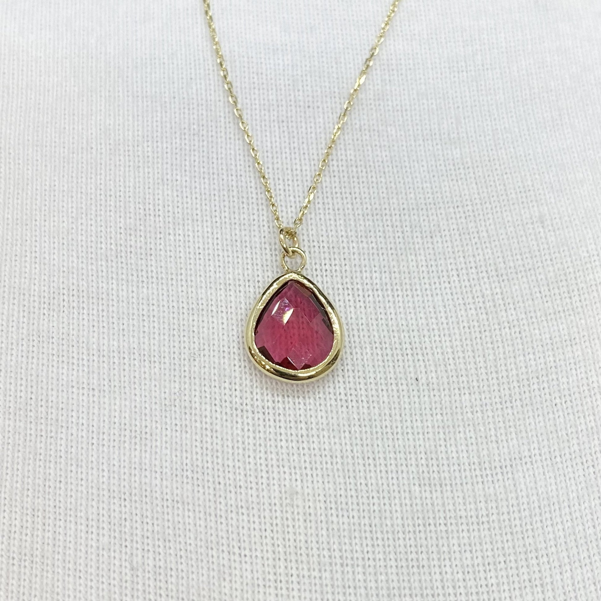 14K Solid Gold Ruby Birthstone Necklace, Delicate Necklace, Bezel Necklace, Ruby Necklace, July Birthstone, Mother's Day gift, Birthday Gift