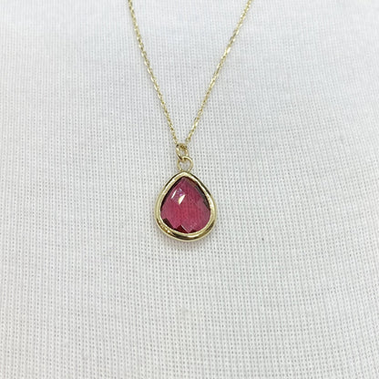 14K Solid Gold Ruby Birthstone Necklace, Delicate Necklace, Bezel Necklace, Ruby Necklace, July Birthstone, Mother's Day gift, Birthday Gift