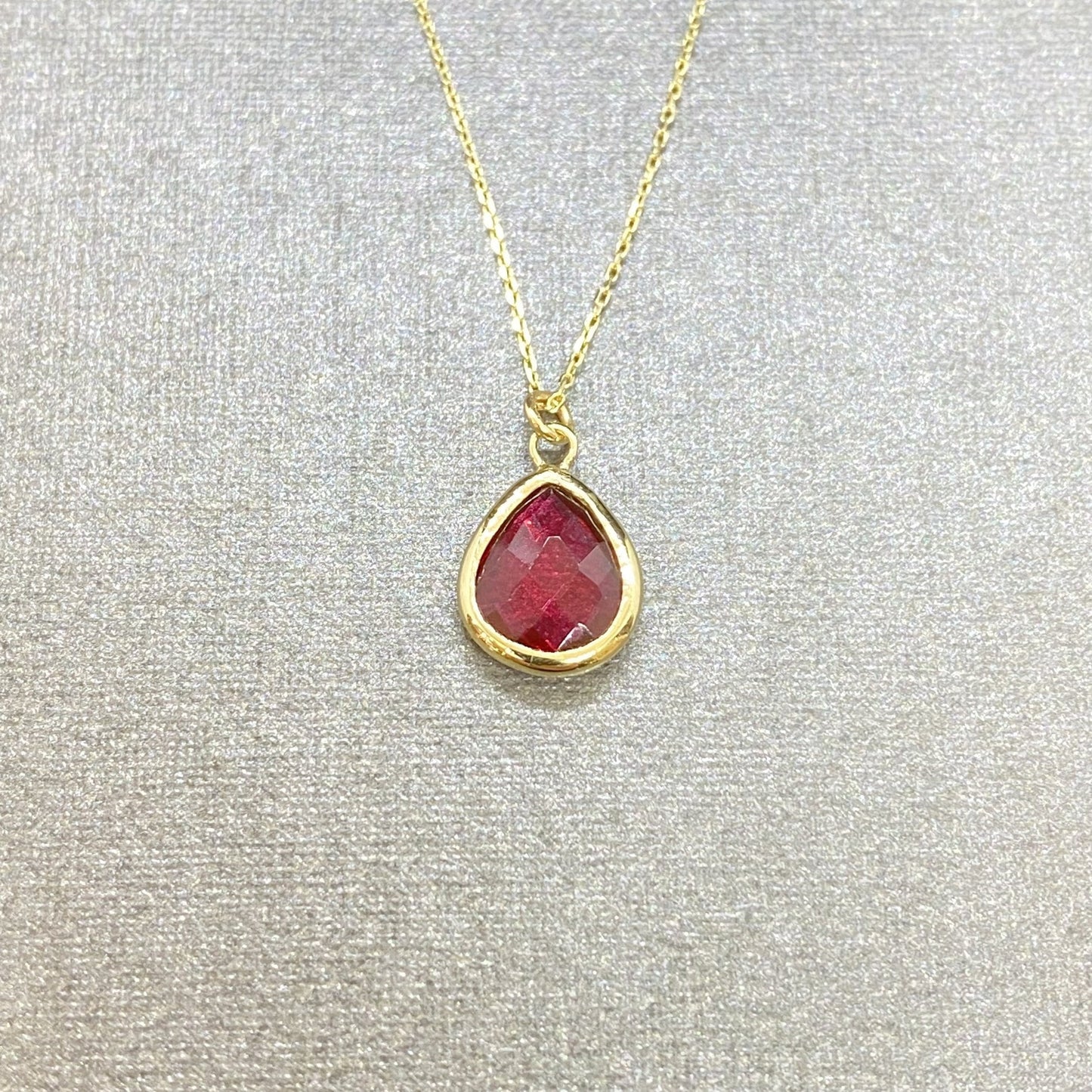14K Solid Gold Ruby Birthstone Necklace, Delicate Necklace, Bezel Necklace, Ruby Necklace, July Birthstone, Mother's Day gift, Christmas Gift