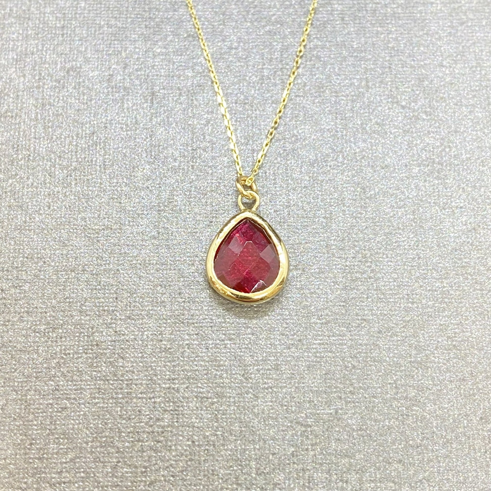 14K Solid Gold Ruby Birthstone Necklace, Delicate Necklace, Bezel Necklace, Ruby Necklace, July Birthstone, Mother's Day gift, Christmas Gift