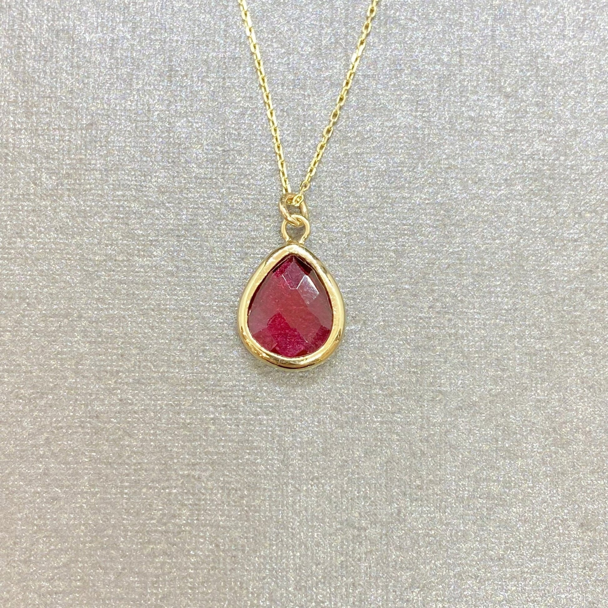 14K Solid Gold Ruby Birthstone Necklace, Delicate Necklace, Bezel Necklace, Ruby Necklace, July Birthstone, Mother's Day gift,Xmas Gift